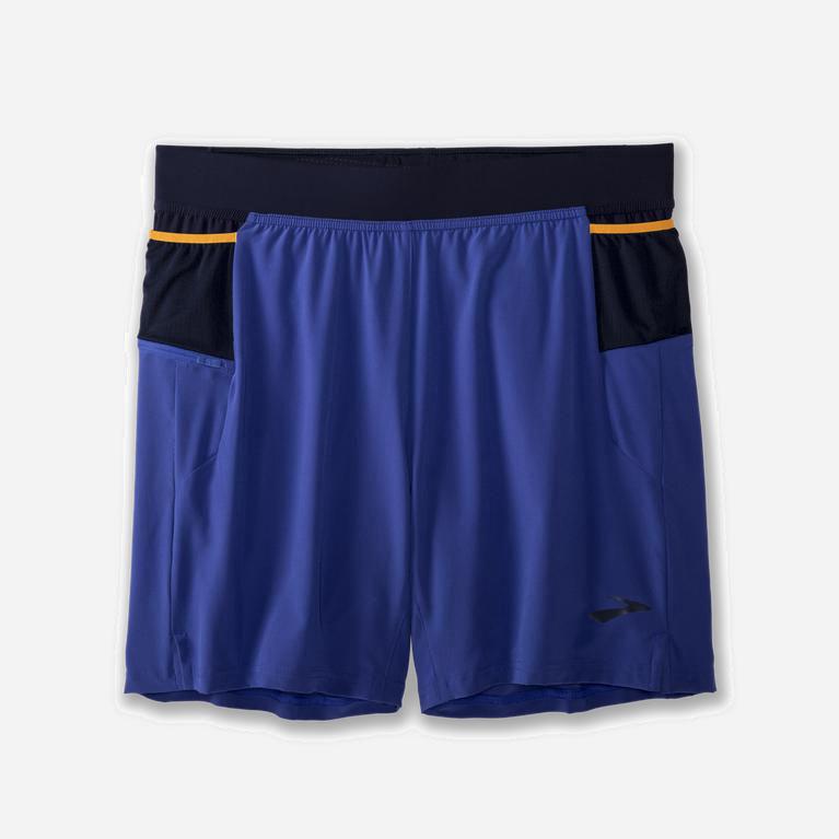 Brooks Sherpa 7 2-In-1 Mens Running Shorts Ireland Amparo Blue/Navy/Fluoro Orange (KPTL-09786)